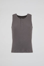Ribbed Henley Tank Top