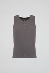 Ribbed Henley Tank Top