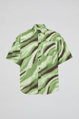 Abstract Wave Print Short Sleeve Shirt