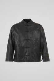 Mandarin Toggle Leather Jacket