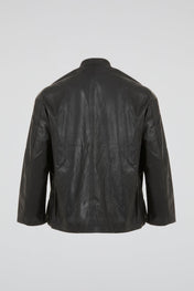 Mandarin Toggle Leather Jacket