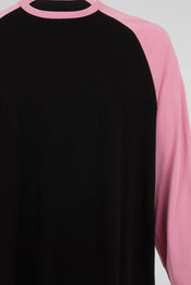 Black & Pink Raglan Long Sleeve Tee