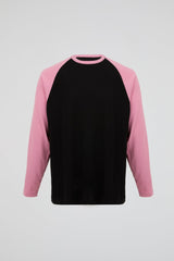 Black & Pink Raglan Long Sleeve Tee