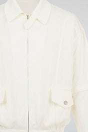 Structured Utility White Zip Jacket