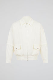 Structured Utility White Zip Jacket