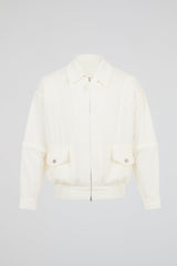 Structured Utility White Zip Jacket