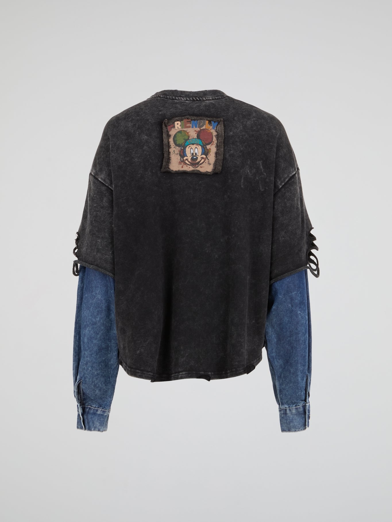 Washed Black Layered Denim Long sleeves