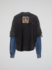 Washed Black Layered Denim Long sleeves