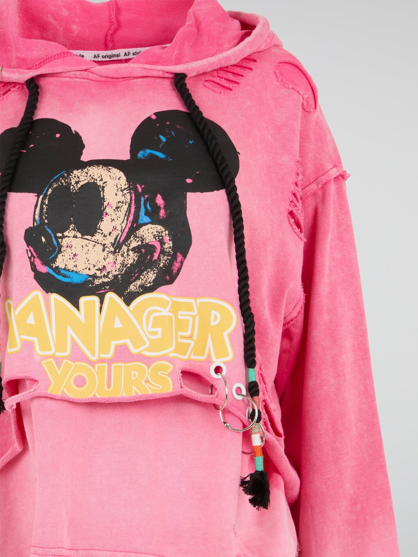 Washed Pink Mickey Deconstructed Hoodie