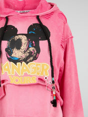 Washed Pink Mickey Deconstructed Hoodie