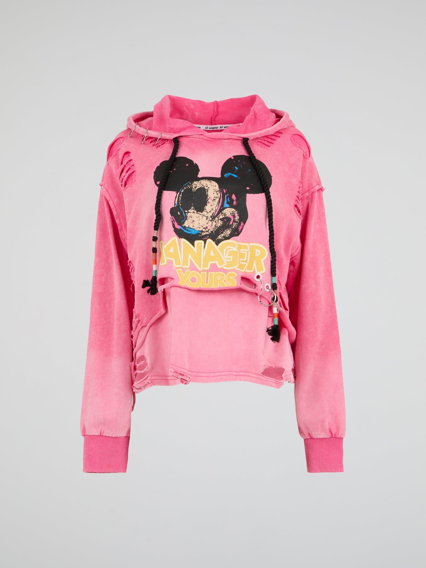 Washed Pink Mickey Deconstructed Hoodie