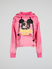 Washed Pink Mickey Deconstructed Hoodie