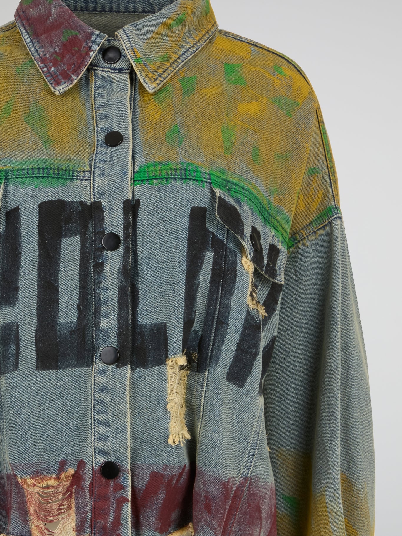 Graffiti-Graphic Cropped Denim Jacket