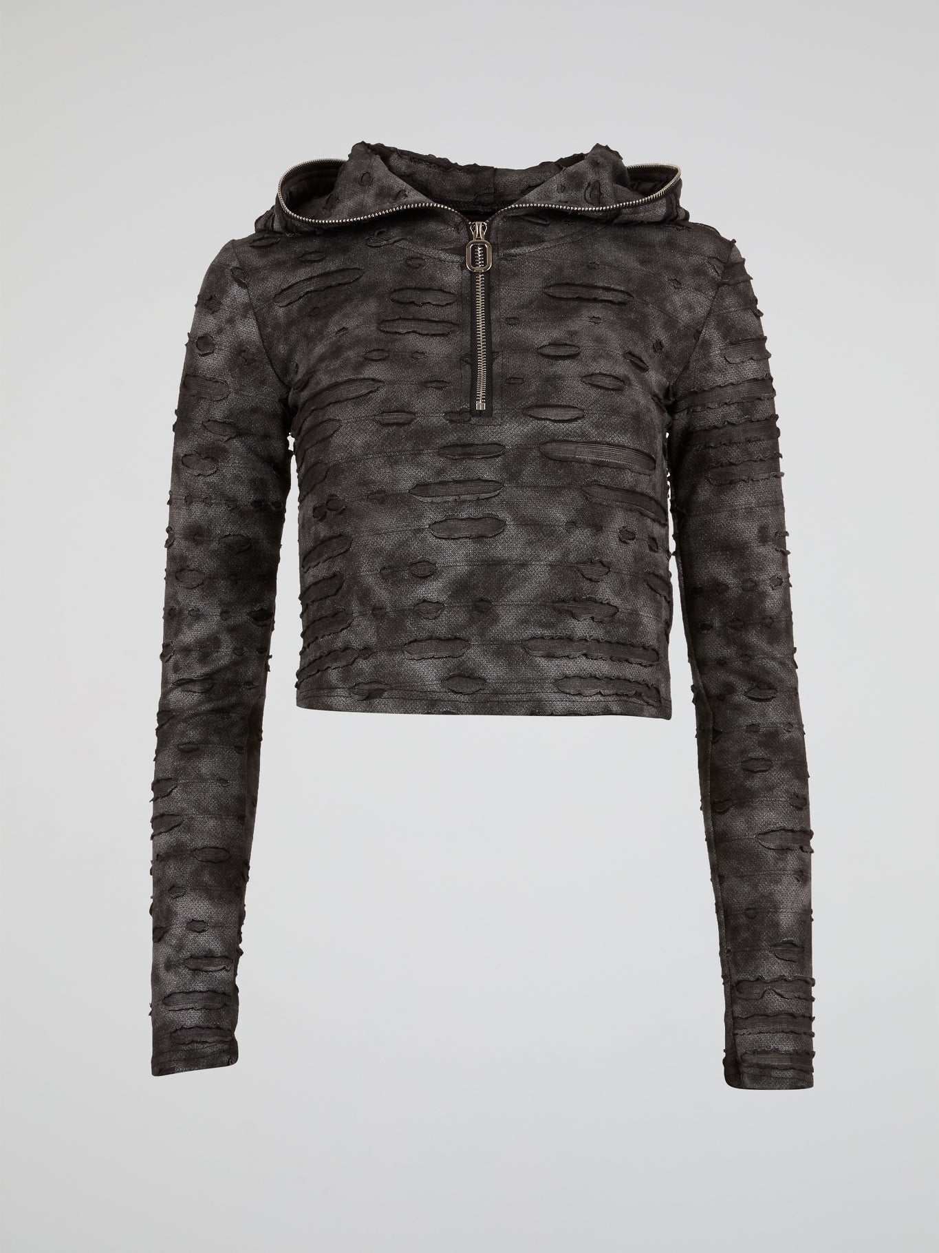 Acid Wash Distressed Hoodie Tee