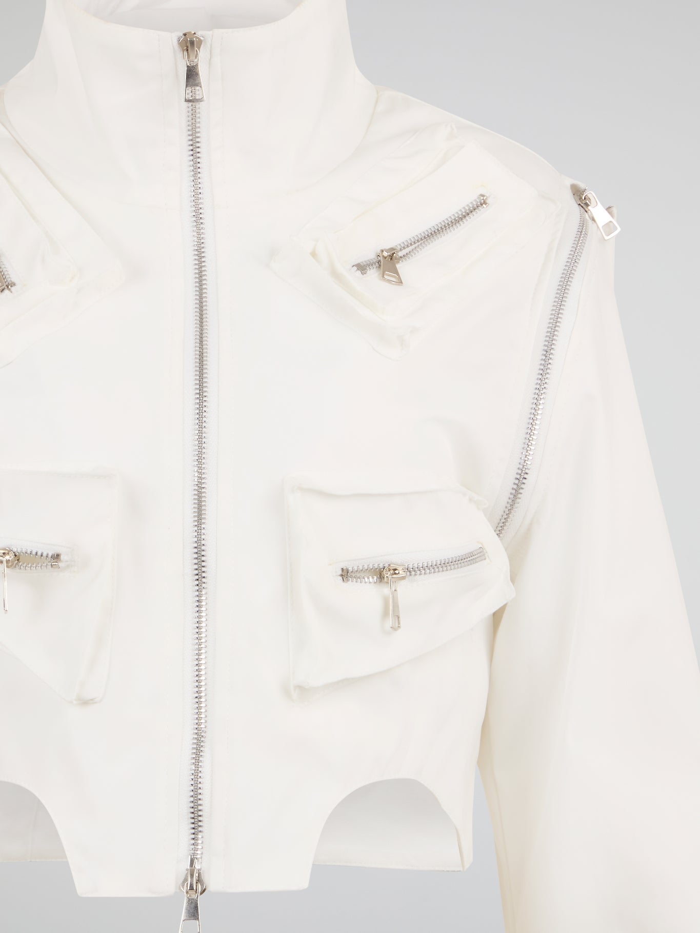 Pure White Technical Cropped Jacket
