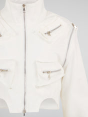 Pure White Technical Cropped Jacket