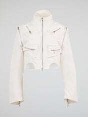 Pure White Technical Cropped Jacket