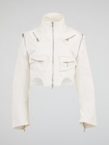 Pure White Technical Cropped Jacket