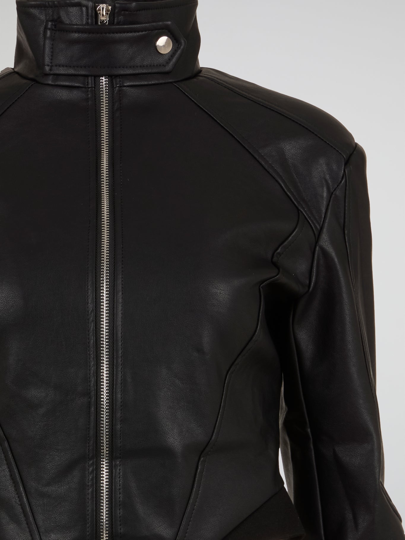 Avant-Garde Cropped Vegan Leather Jacket