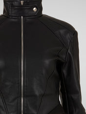 Avant-Garde Cropped Vegan Leather Jacket