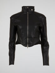Avant-Garde Cropped Vegan Leather Jacket