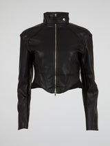 Avant-Garde Cropped Vegan Leather Jacket