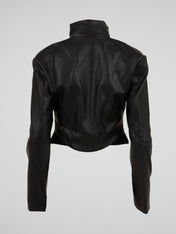 Avant-Garde Cropped Vegan Leather Jacket