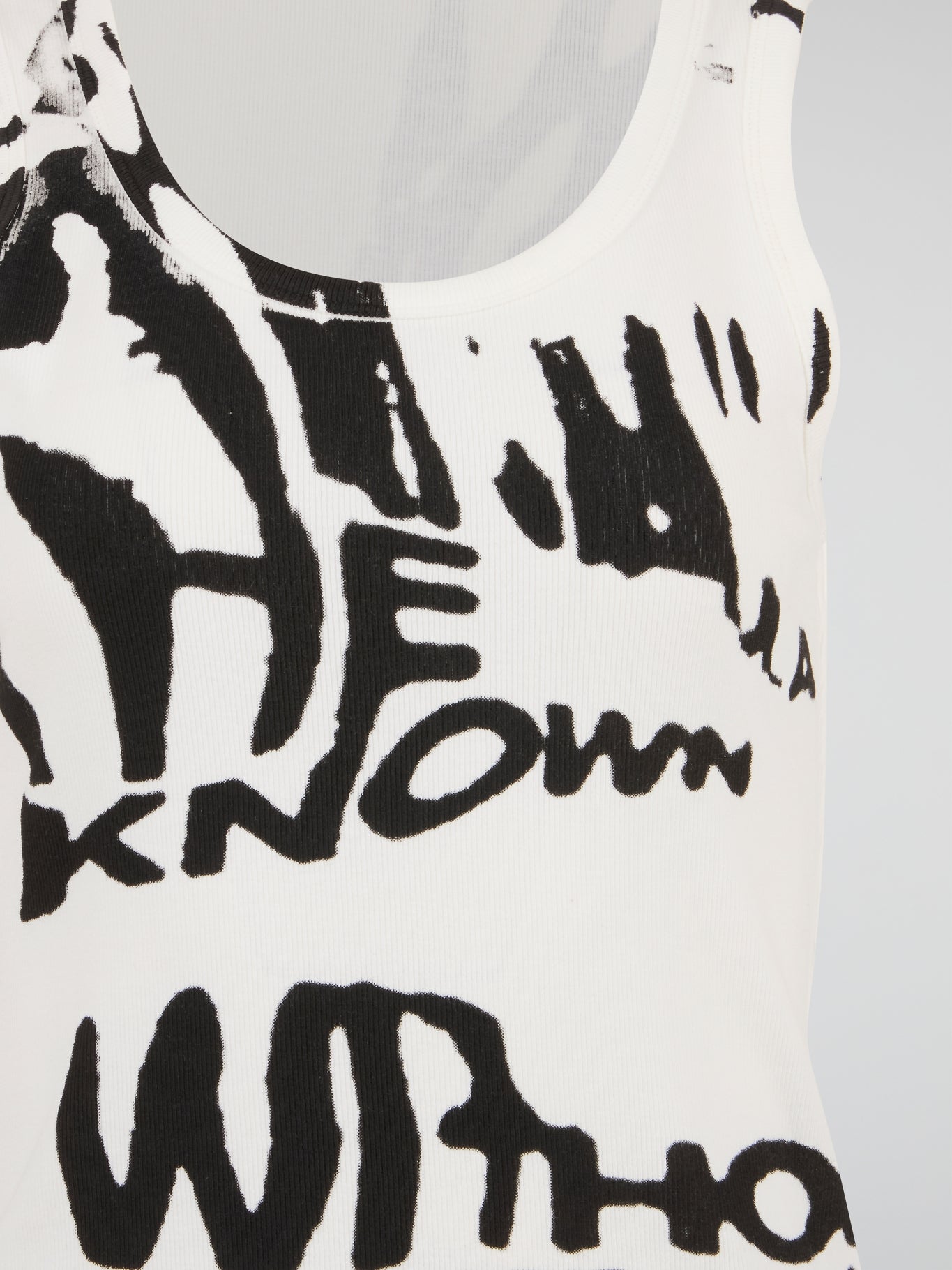 White Deconstructed Graphic Tank