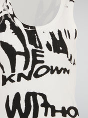White Deconstructed Graphic Tank