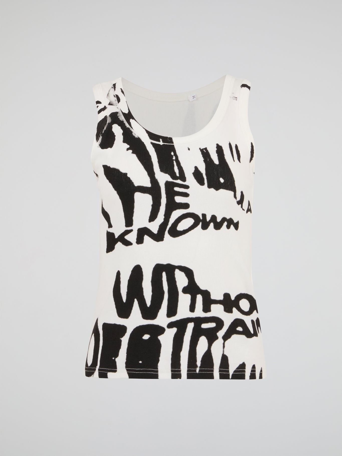White Deconstructed Graphic Tank