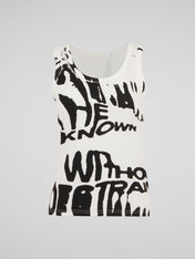 White Deconstructed Graphic Tank