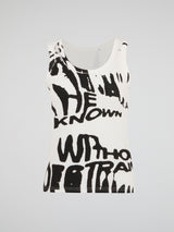 White Deconstructed Graphic Tank