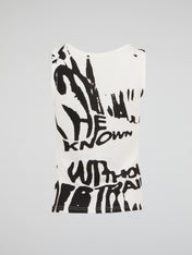 White Deconstructed Graphic Tank