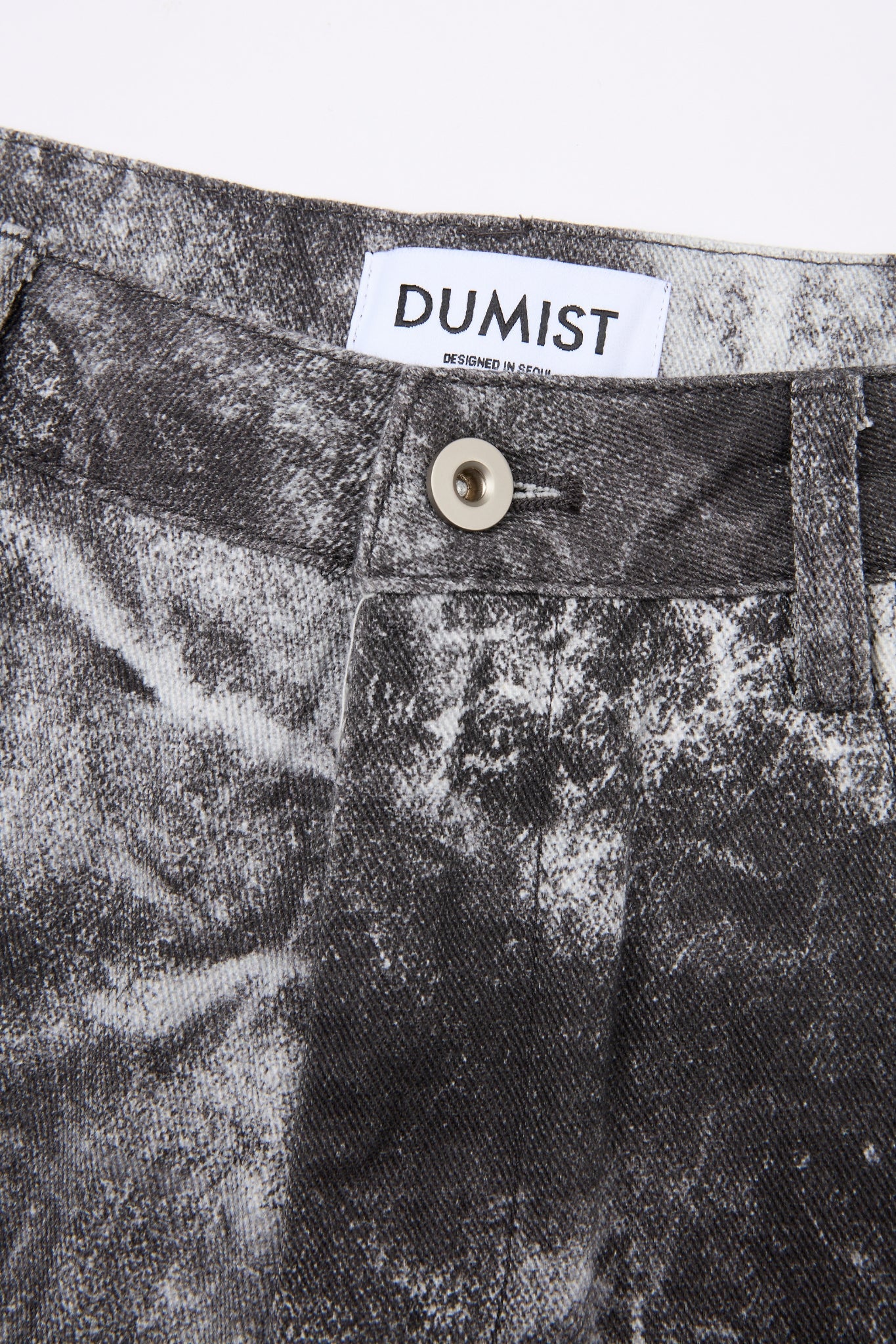 Acid-Washed Charcoal Wide-Leg Denim Trousers