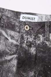 Acid-Washed Charcoal Wide-Leg Denim Trousers