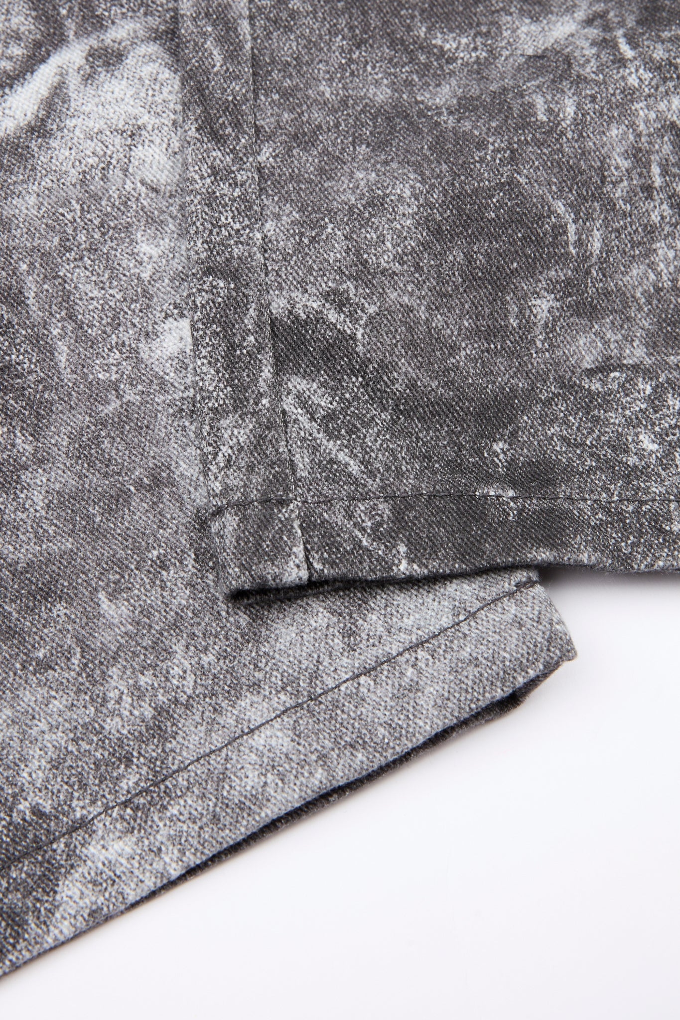 Acid-Washed Charcoal Wide-Leg Denim Trousers
