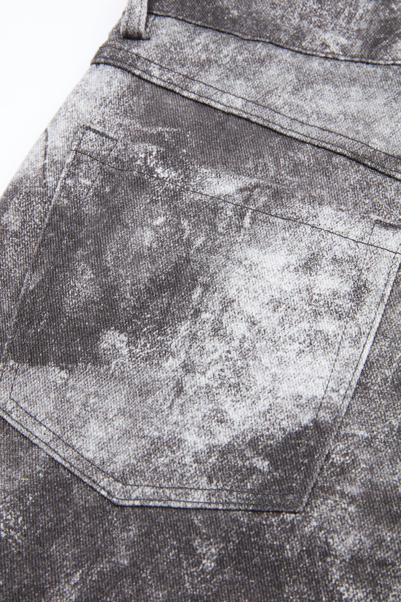 Acid-Washed Charcoal Wide-Leg Denim Trousers