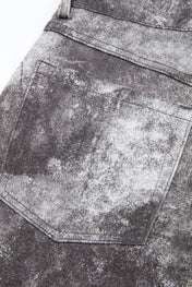 Acid-Washed Charcoal Wide-Leg Denim Trousers