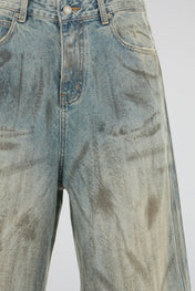 Distressed Raw Edge Denim Shorts