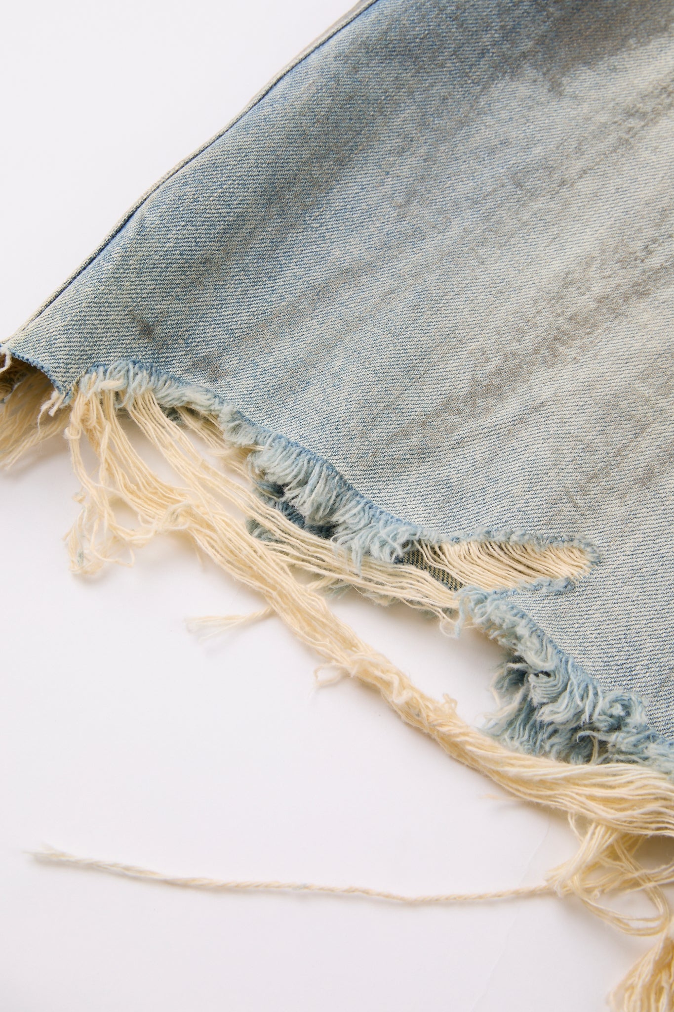 Distressed Raw Edge Denim Shorts