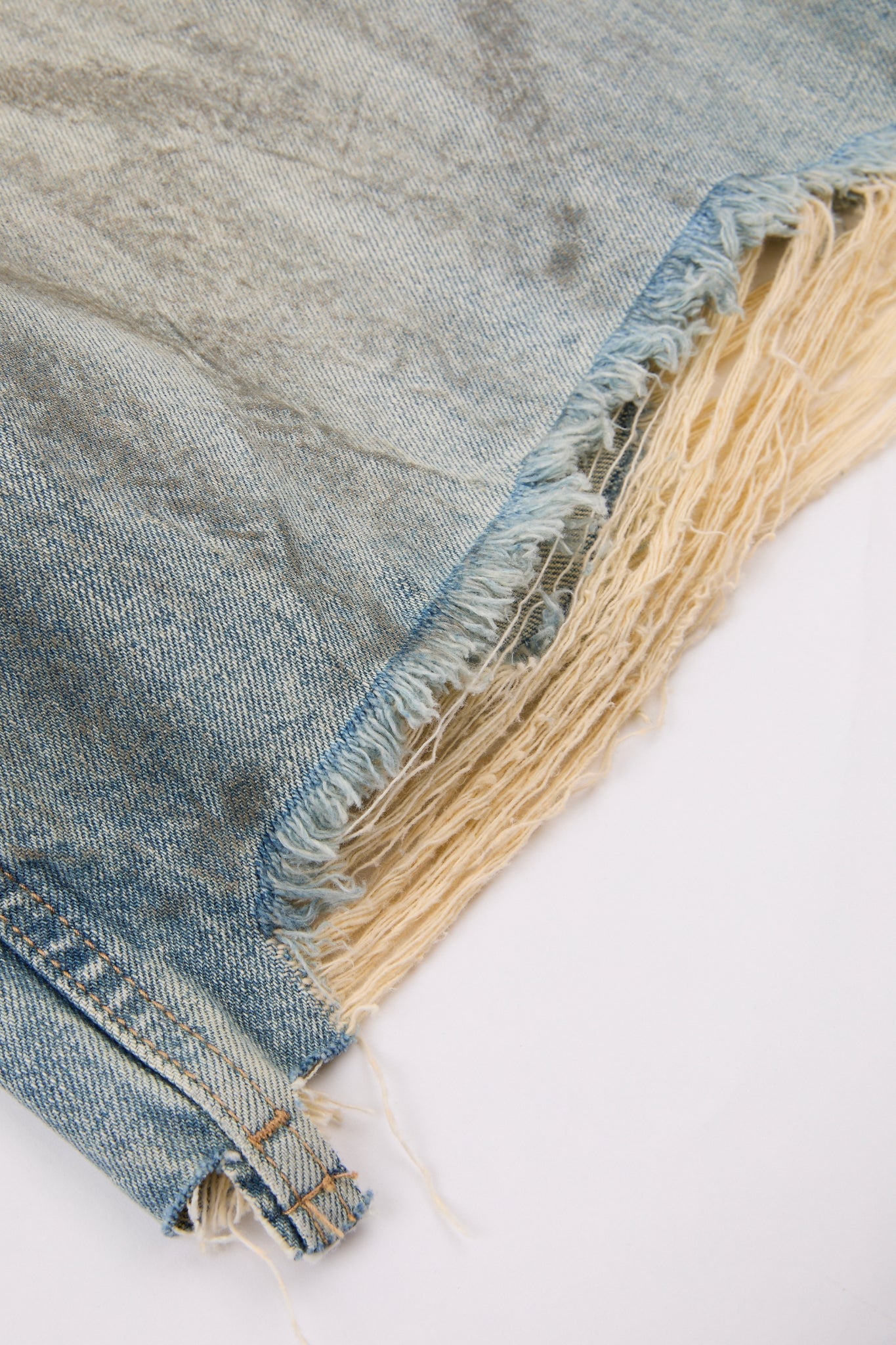 Distressed Raw Edge Denim Shorts