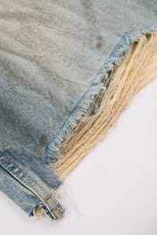 Distressed Raw Edge Denim Shorts