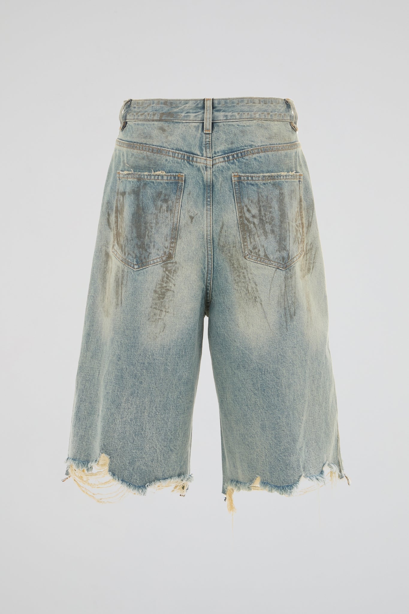 Distressed Raw Edge Denim Shorts
