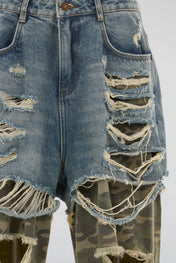 Hybrid Camo Distressed Denim