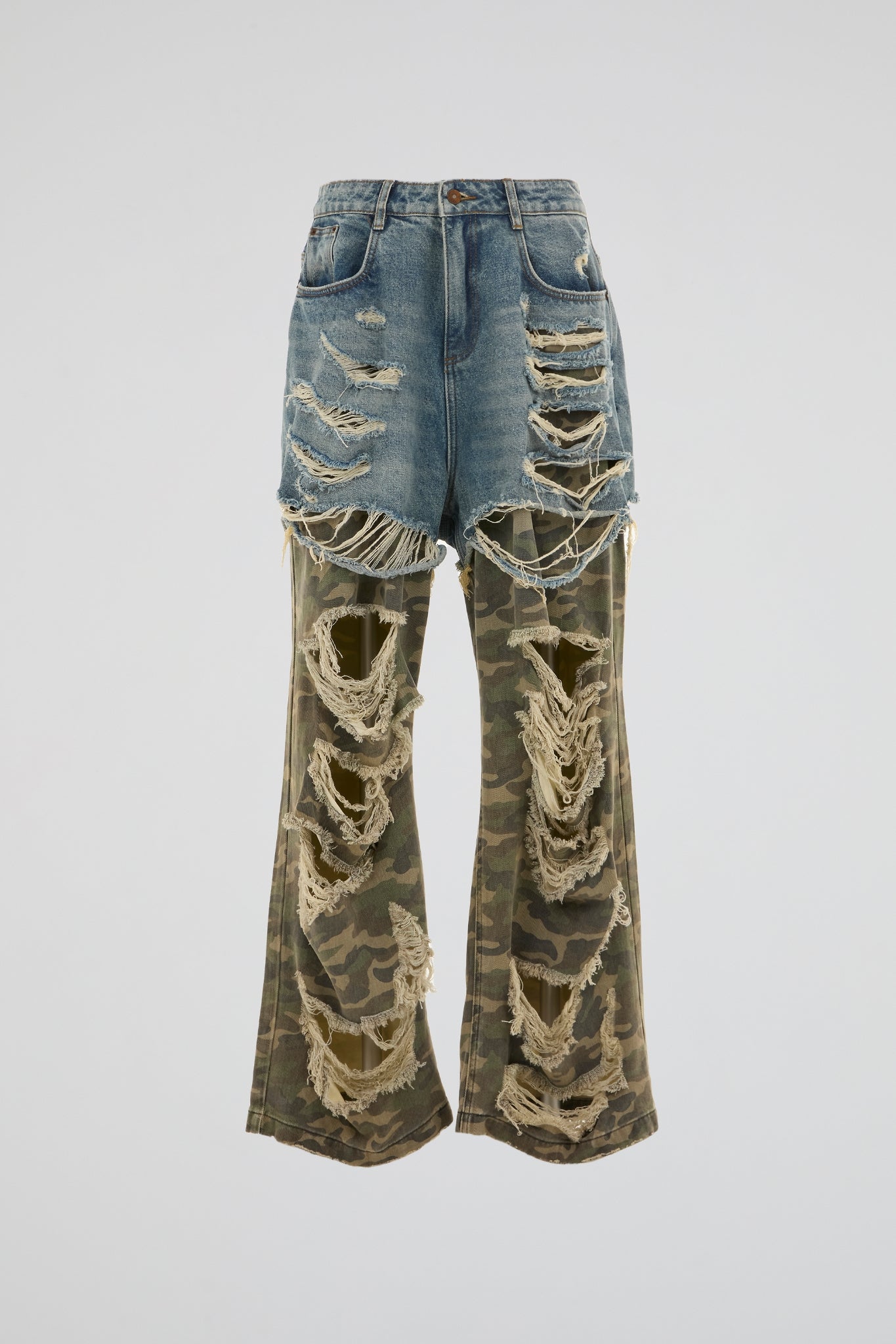 Hybrid Camo Distressed Denim