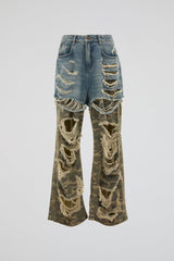 Hybrid Camo Distressed Denim