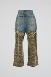 Hybrid Camo Distressed Denim