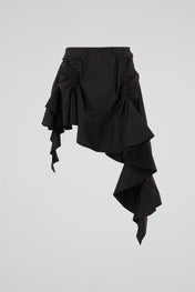Black Ruched Mini Skirt