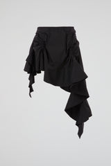 Black Ruched Mini Skirt
