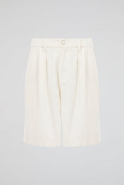 White Pleated Carpenter Shorts